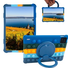 Sfulatdc Silicone Tablet Case 360 Rotating Kickstand/Handle and Shoulder Strap Stylus Pen Lightweight Soft Cover Compatible with Xiaomi Pad 7/7 Pro 11.2 inch Deepblue