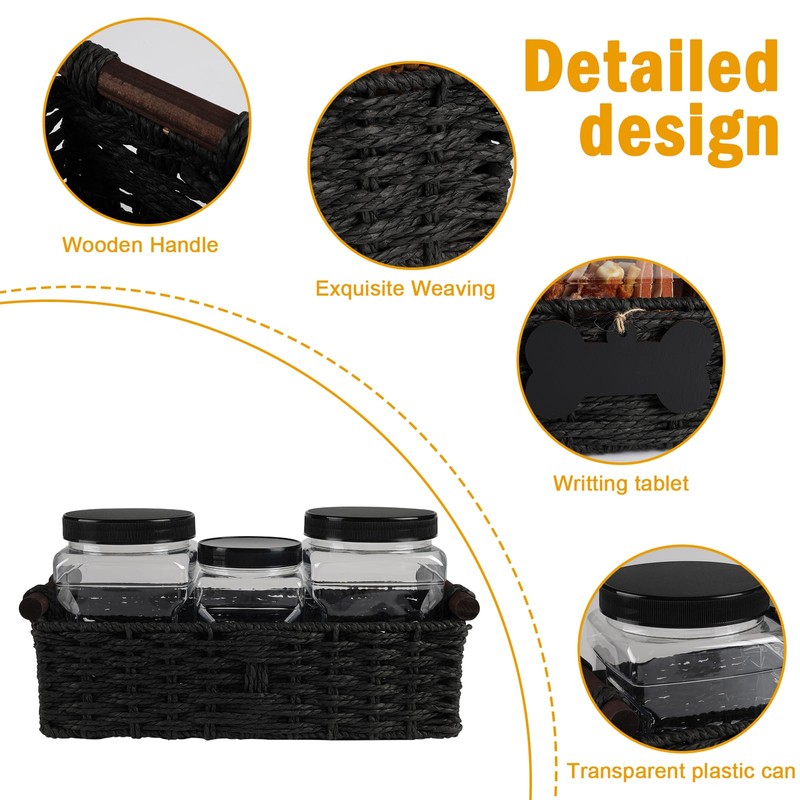 Geyecete Dog Treat Container for Countertop 3 Pack Clear Plastic