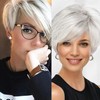 Jolelyne Short Ombre Gray Wigs for White Women Straight Mixed