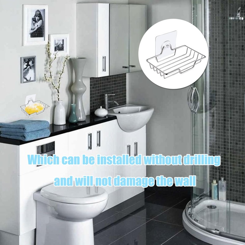 2 Pcs Strong Rustproof Stainless Steel Soap Sponge Holder,Shower Soap