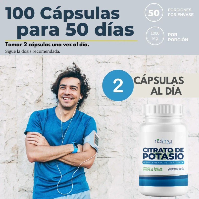 Citrato Magnesio Potasio 500 Caps Saborizantes