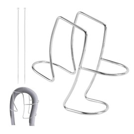 Washing Machine Drain Hose Holder with Cable Ties, Adjustable Drain Hose Holder Clamp Hook Stainless Steel Laundry Tub Hose Guide Clip fits Most Drain Hose (Silver)