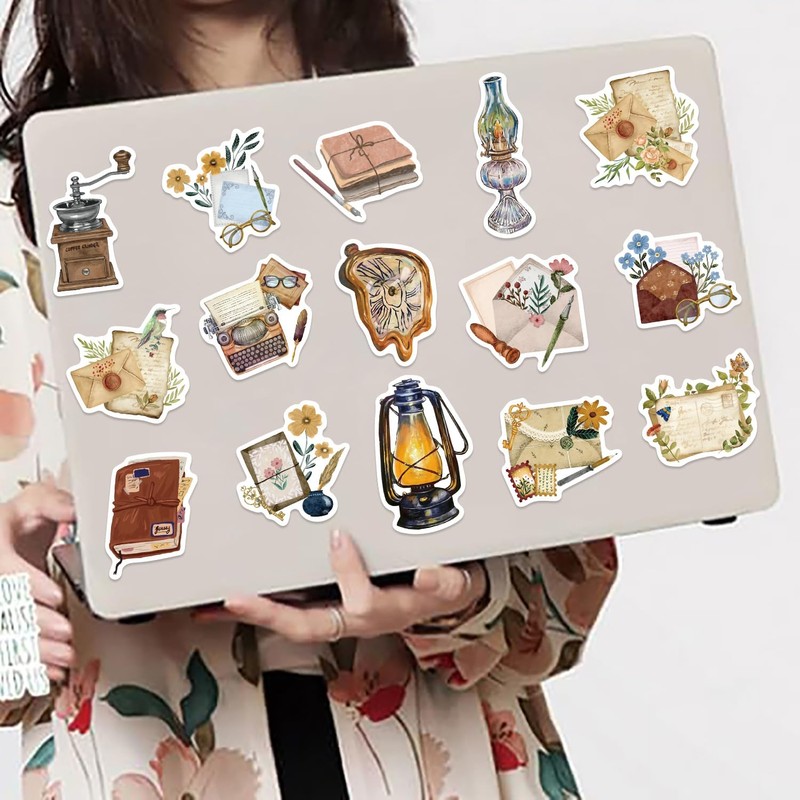 50Pcs Vintage Stickers Pack, Retr Cafe Retro Music Stickers for