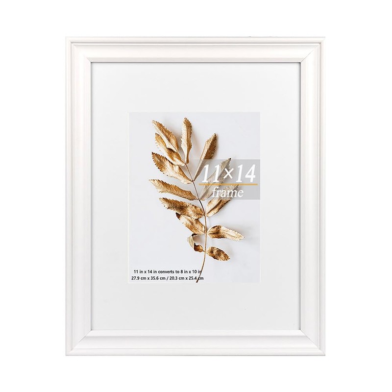 Hogaryo 11x14 Picture Frames White, Display Picture 8x10 with Mat,