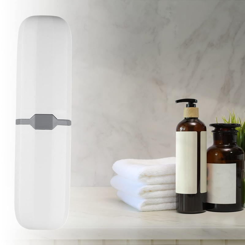 VOCOSTE Toothbrush Case, Traveling Toothbrush Holders Case, Plastic, White, 7.87"x2.17"