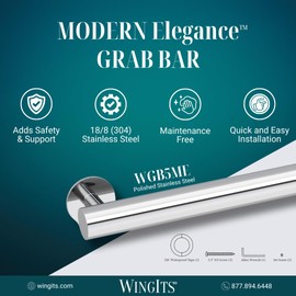 WingIts Modern Elegance Grab Bar 1.25 in OD X 24 in,Stainless Steel,WGB5MEPS24