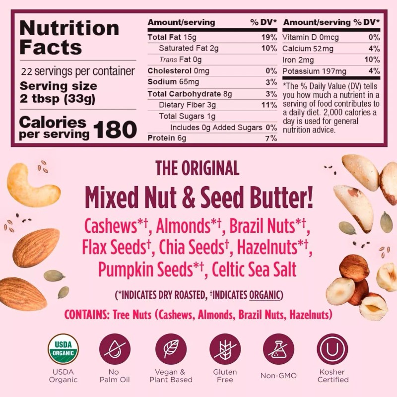 NuttZo Organic Power Fuel Crunchy 7 Nuts & Seeds Butter,