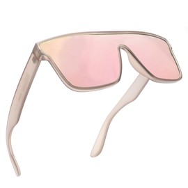 GLINDAR Polarized Recycled Sunglasses Oversized Fashion Square Flat Top Shield Shades UV400 Protection for Men Women Pink