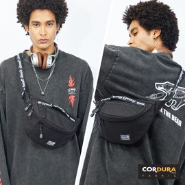 Rough Enough Tactical Fanny Pack for Men Lightweight Waterproof Waist Bag Crossbody for Fishing Hiking Dog Walking (Black)