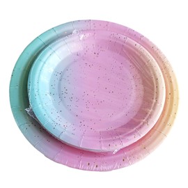 40 Pack Pink Paper Plates 7" & 9" Disposable Gradient Party Plates Pink Party Plates Tableware for Birthdays, Wedding Parties, Metallic Pastel Party Plates for Christmas, Party Supplies,