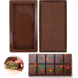 ROTDAM Chocolate Bar Mold, 2PCS Deep Chocolate Bar Silicone Mould, Pistachio Chocolate Bar Molds,Candy Bar Molds for Stuffed Chocolate bar, Filling Knafeh Chocolate Candy Bar