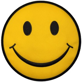 [Large Size] Papapatch Happy Smile Fun Hippie Retro Embroidered Sew Iron on Patch - Yellow (Iron-Smile-YW-Large)