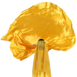 Wuchieal 55" soft semicircle Worship Flags, satin semicircle Banner Praise Flag with Scalable Rods 1 pairs (Gold)