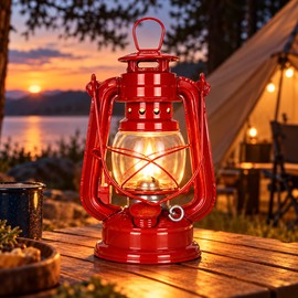 Vintage Kerosene Lantern for Camping, Portable Oil Burning Hurricane Lamp with Carry Handle for Outdoor Patio, Garden & Table Decor