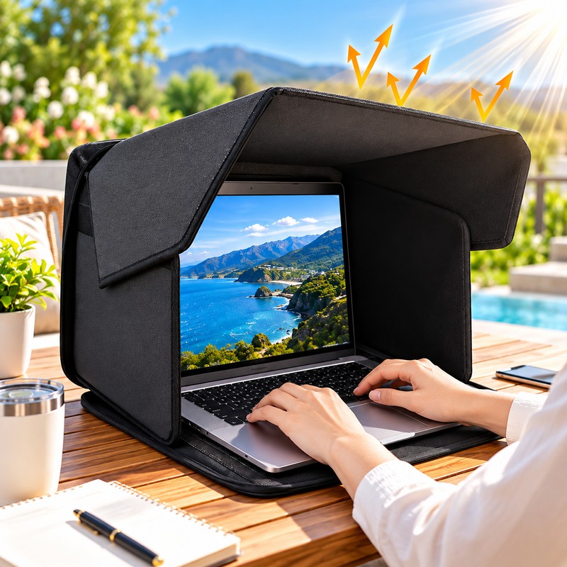 Foldable Laptop Sun Shade for Outdoor Work – Portable Privacy