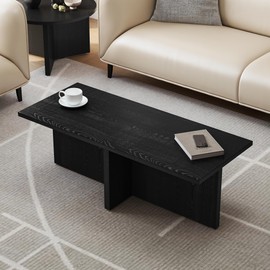 Luoxiao Rectangle Coffee Table 47 inch Modern Coffee Table for Living Room Scandinavian Center Table Minimalist Tea Table Low Table Tatami Table Zen Coffee Table (Black)