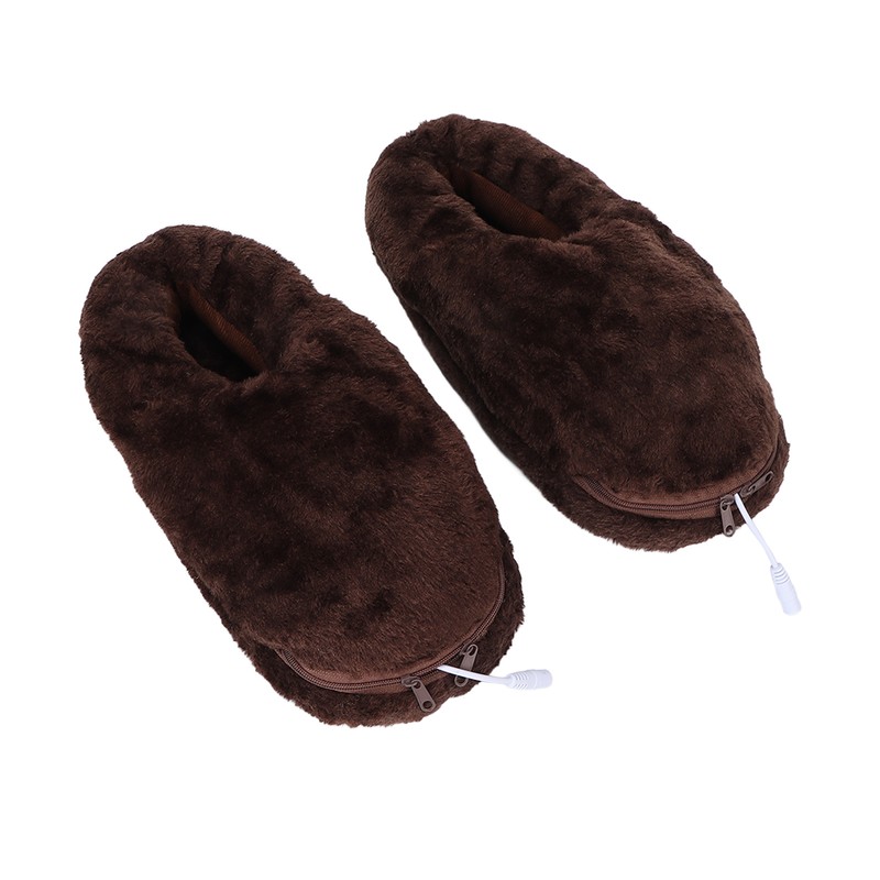 Electric Heated Slippers Temperature Adjustable Winter Soft Plush Heating Shoes