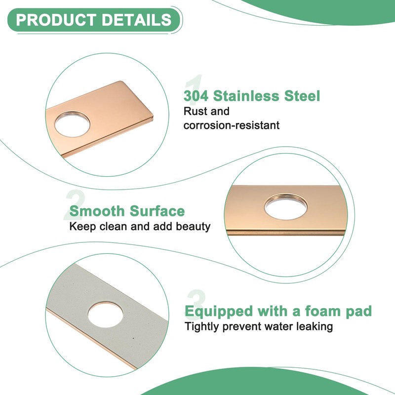 M METERXITY Faucet Deck Plate, 6 Inch Square 304 Stainless