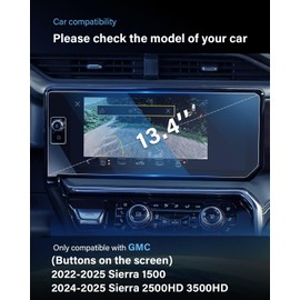 For 2022~2025 Sierra 1500& 2024~2025 Sierra 2500HD 3500HD (Buttons on the Screen) Screen Protector 13.4 Inch Glossy Tempered Glass Touchscreen *1 + 12.3 Inch Dashboard *1 - No More Scratch&Fingerprint