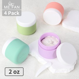 ME.FAN Travel Containers for Toiletries, TSA Approved 2 oz Silicone Cream Jars, Leak-proof Travel Size Containers, Travel Accessories with Lid for Cosmetic Face Hand Body Cream 4 Pack Bright