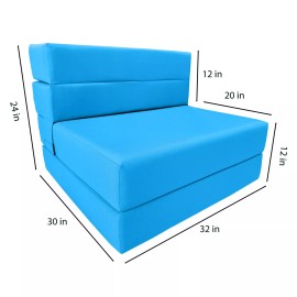 Danfuton Lounger Folding Foam Mattress, Portable Sleepover Chair Bed 6 x 32 x80 Turquoise