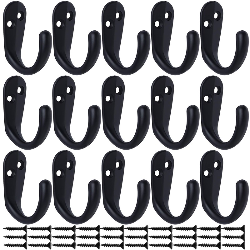 IBosins 15PCS Coat Hooks Wall Mounted Single Prong Robe Hook
