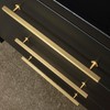 QOGRISUN 2-Pack Solid Brass Cabinet Handles, Gold Square T Bar