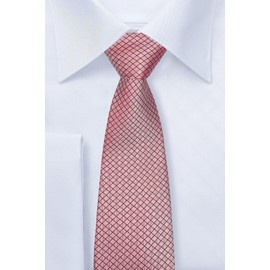 Retreez Check Textured Woven Microfiber Men's Tie Necktie - Red