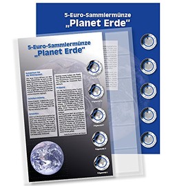 SAFE 7360-1 Premium Supplementary Sheet Coin Sheet + Illustration Sheet German 5 Euro Coins Blue Planet Earth 2016 Edition 2016-2021 - Made in Germany