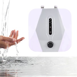 LENJKYYO 8L Instant Electric Tank Home Hot Water Heater, Compact Size Heater 1500W, Mini Instant Tankless Shower IPX4, Under Sink 75℃ for Kitchen Bathroom Salons 110V