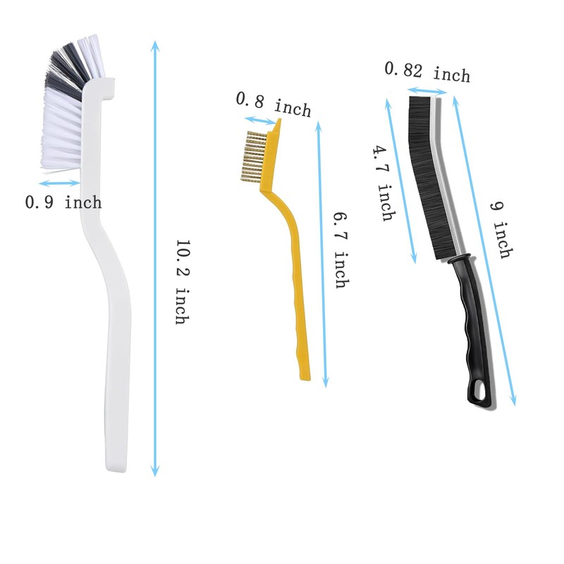 ONEKEYI 10Pcs Crevice Cleaning Brush Set with Scraper, Hard Bristle