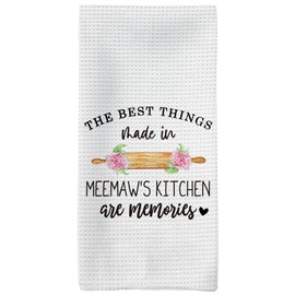 Tzhim The Best Thing in Meemaw's Kitchen Towels, Meemaw Gifts Grandma Gifts Hand Towels, Meemaw Grandma Gifts from Grandkids Dish Towels Tea Towels for Kitchen, 16x24inch