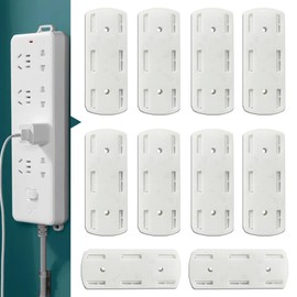 Brelet 10er Set Selbstklebender Sockelhalter - Ordnung in Sekunden - Steckdosenleiste Halterung f??r Router, K??che und mehr (Wei?)