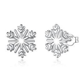 EUDORA Snowflake Earrings 925 Sterling Silver Christmas Snowflake Stud Earrings Winter Holiday Jewelry Gifts for Women Snowflake Lover