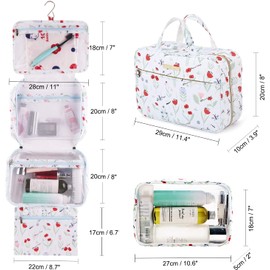 Dizdvizd Hanging Toiletry Bag, Travel Cosmetic Bag, Large Wash Bag Makeup Organiser for Women & Girls - Floral