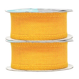 Mandala Crafts 20 Yards Country Western Rustic Accents Decorative Trimmings Wrapping Jute Burlap Ribbon Spool (Yellow, 1.5 Inches)