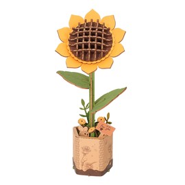 ROBOTIME 3D Puzzles Wooden Flower Sunflower DIY Model Building Kit to Build for Adults Bouquet Botanical Collection Craft Brain Teaser Puzzle Creative Gift Home Decor