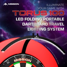 Mission Darts TOR100 Torus 100 | Dart Board LED Folding Portable Dartboard Travel Lighting System (Sand Blasted Black)