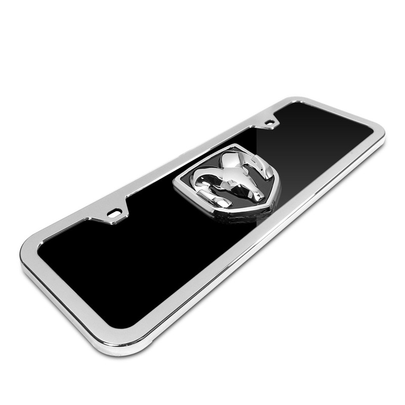 Dodge Ram Black and Chrome Plastic License Plate Frame -