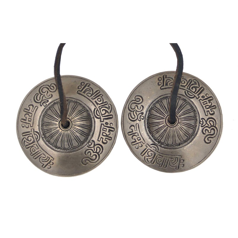 DharmaObjects Large Tibetan Premium Quality "Om Namah Shivaya" Tingsha Cymbals