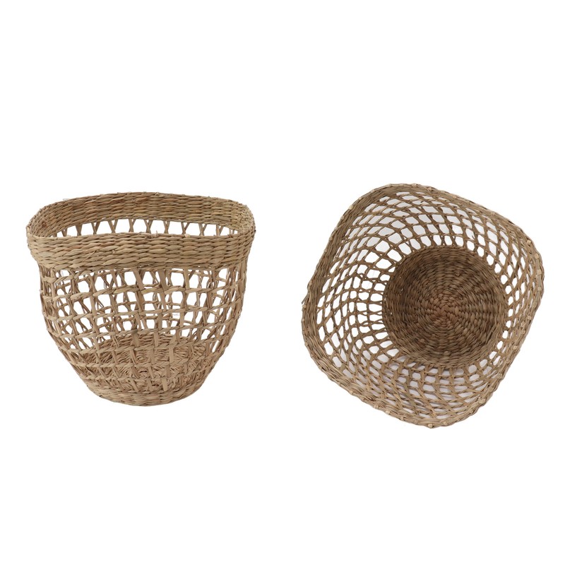 2PCS Woven Basket Handwoven Sea Grass Storage Basket for Flower