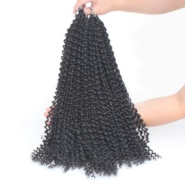 Xtrend 2Packs Passion Twist Braiding Hair for Distressed Butterfly Locs Natural Black Water Wave Crochet Passion Twist Hair for Black Women 18 Inch Long Bohemian Braids Synthetic Crochet Hair 1B#