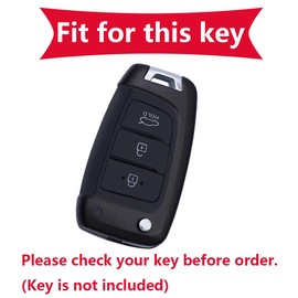 KUNIO Flip Key Case Fits Hyundai 3 Buttons Metal Housing, A Black