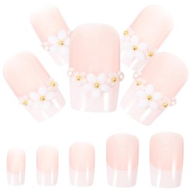 Beavorty 1set Press Nails for Women Cute French Tip Fake Nail Art for Parties DIY Manicure Supplies Easy to Use No Tools Required