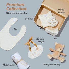 Baby Box Shop Baby Gifts Newborn Unisex - 7 Baby Gifts in a Neutral Baby Gift Set, Newborn Essentials and Baby Shower Gifts, Baby Hampers, Newborn Baby Presents, Welcome Gifts Baby Wishlist - Cream