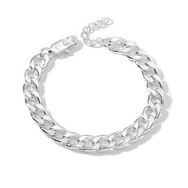 Esrael 925 Sterling Silver Bracelet for Men, Mens Silver Bracelets 8mm Cuban Chain Bracelets Mens Bracelet Jewellery Gifts for Him