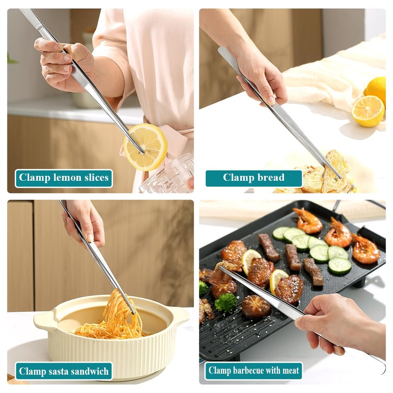Berglander Kitchen Tweezers Fine Tweezer Tongs 30cm/12, Extra-Long Stainless Steel