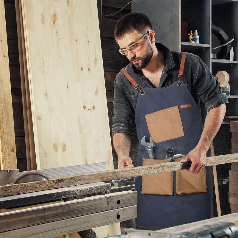 Two-tone work apron - heavyweight cotton canvas with multiple pockets