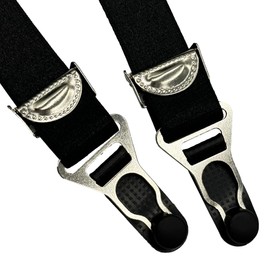 Luxallacki Women's Delicate Floral Lace Suspender Belt with 4 Adjustable Straps & Metal Clips (L,Black-Button Clip)