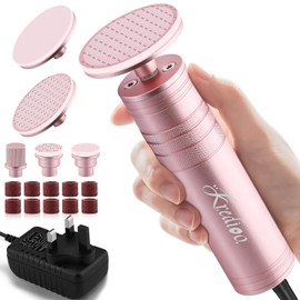 Kredioo Kredioo Electric Foot File, Callus Hand Skin Remover, Powerful Manicure Pedicure Grinder for Cracked Heels, Corns, Dead Hard Dry Skin, with 4 Nano Glass Grinding Head, UK Plug, Rose Purple